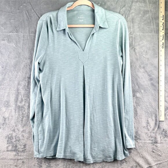 J Jill Pima Center-Pleat Tunic Top Women’s Size Medium LS Blue 100% Pima Cotton - Picture 9 of 9